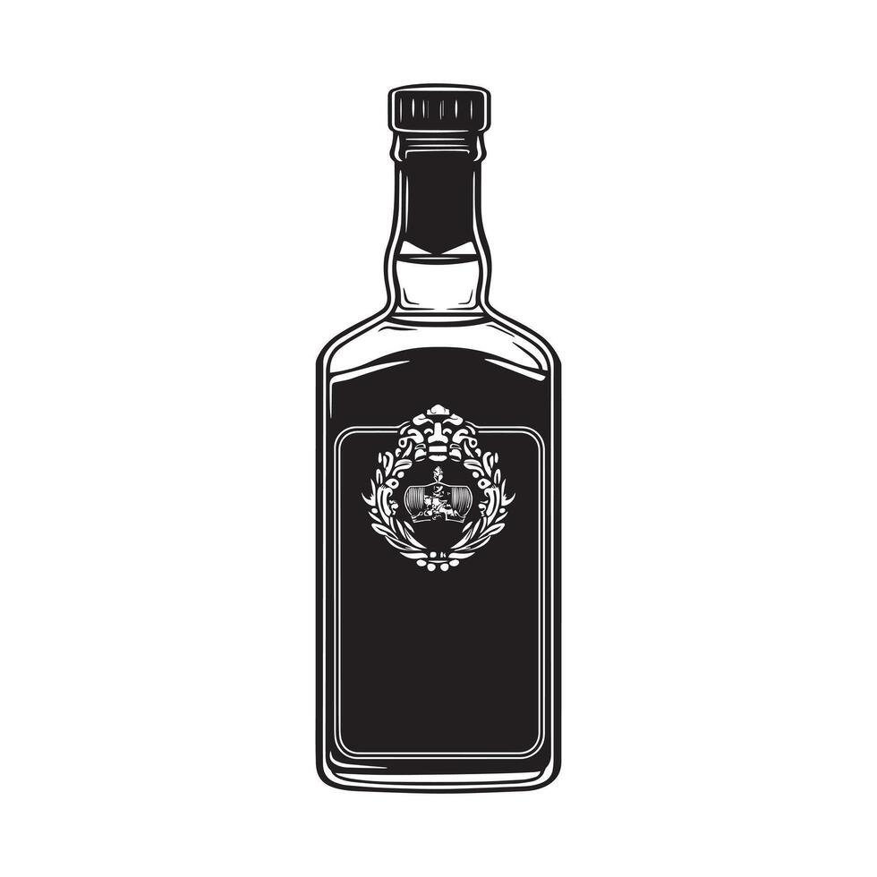 Whisky Bottle Design with Artistic Whiskey Illustration vector