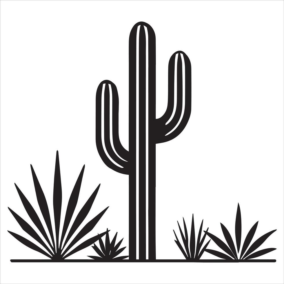 Desert Cactus Illustration for Creative Design vector