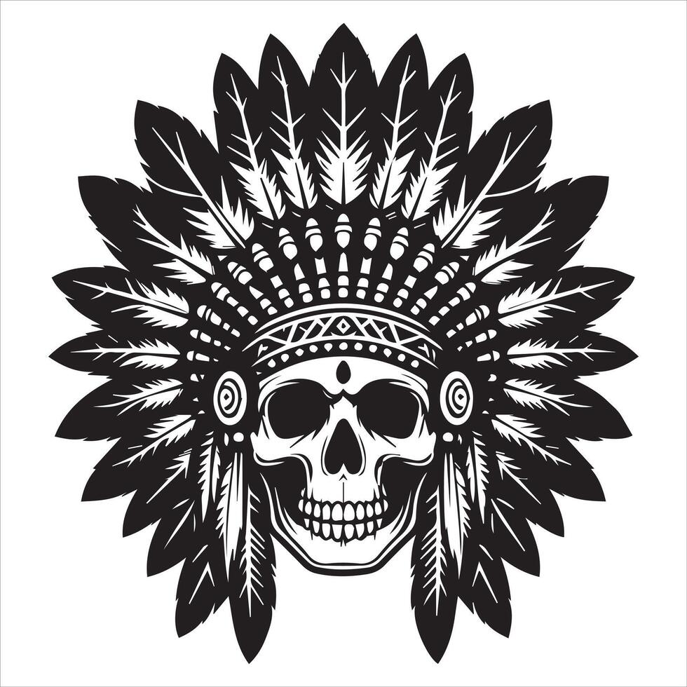 Native Headdress Skull Art for Artistic Project vector