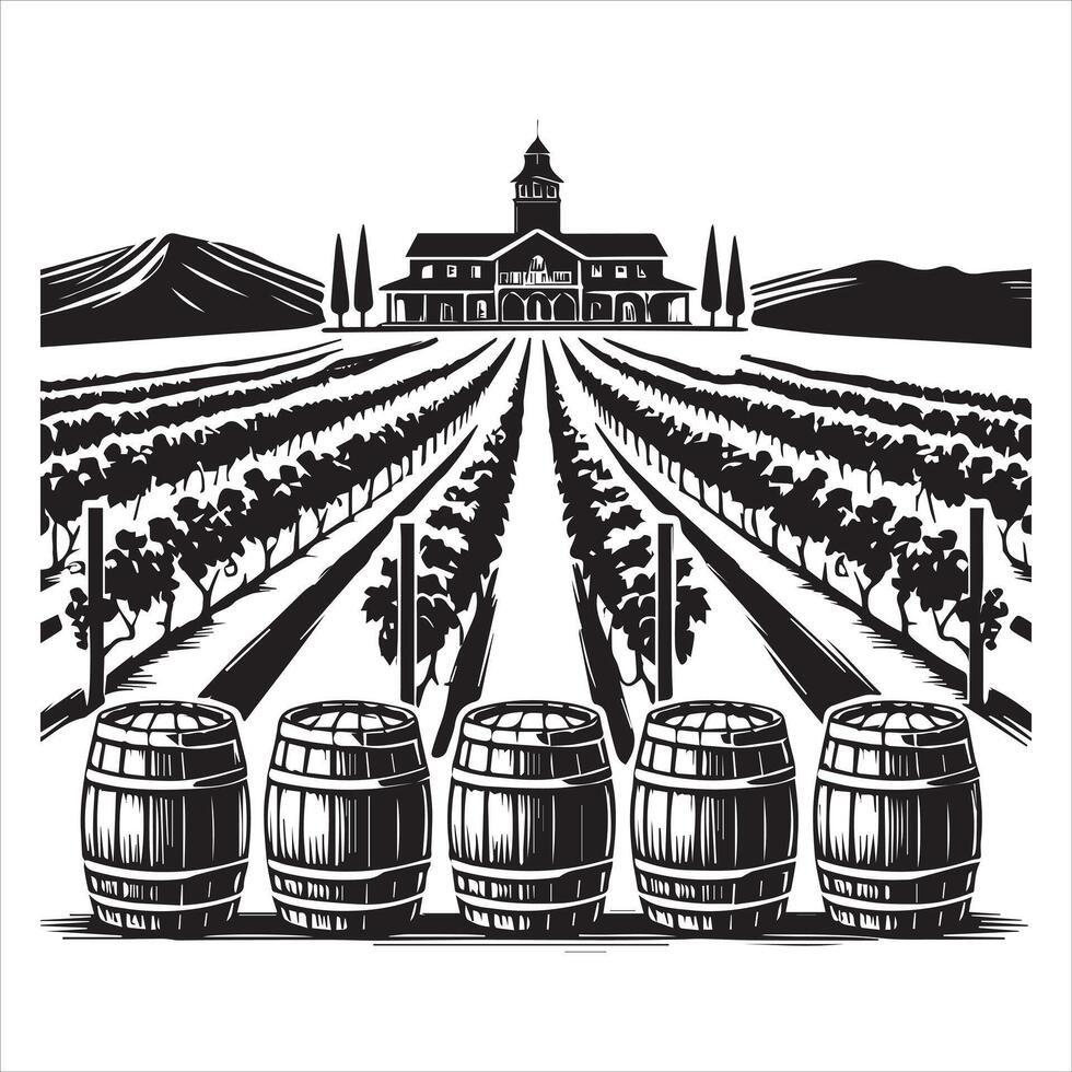 Winery Vineyard Design for Artistic and Nature-Loving Souls vector