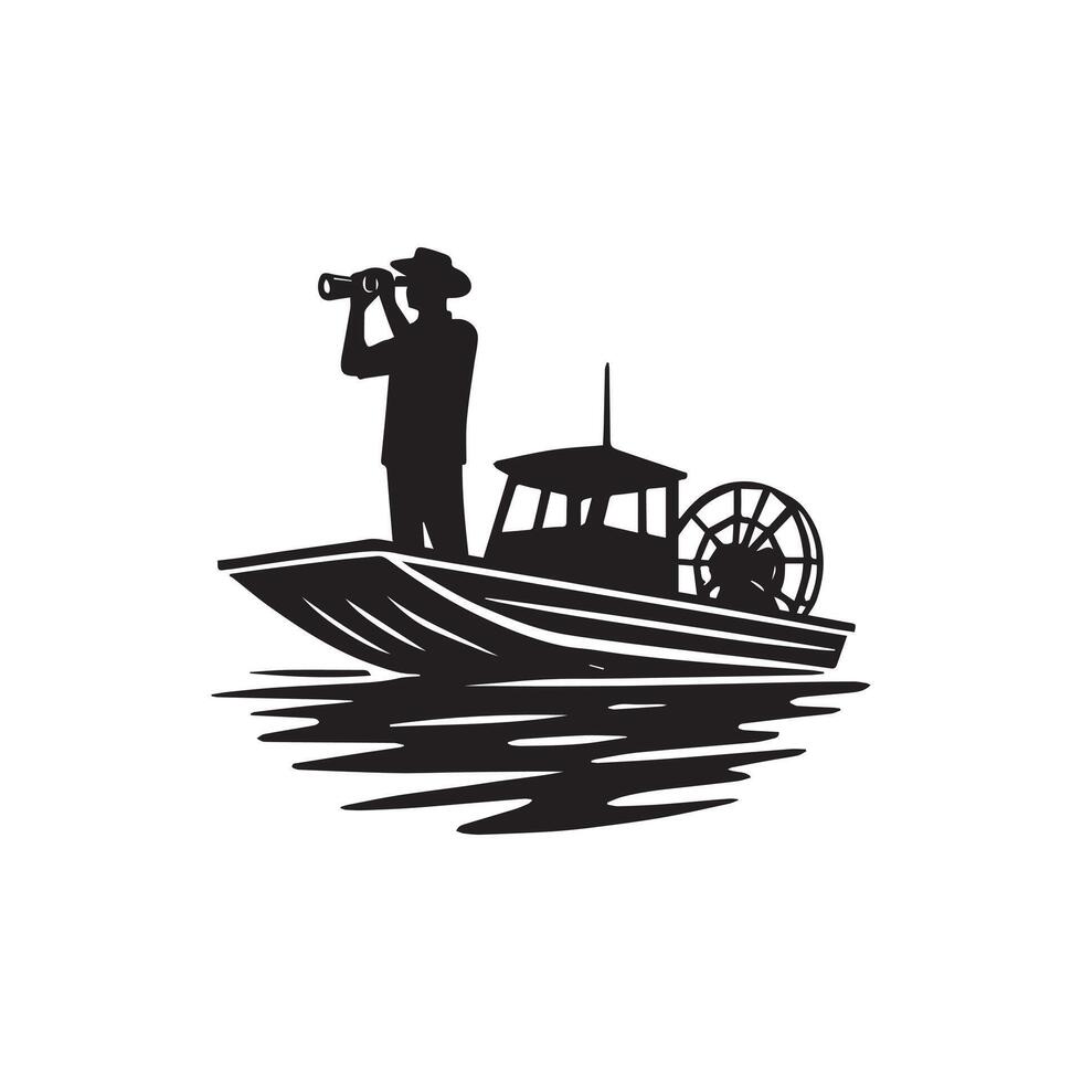 Marine Vehicle Airboat Art Illustration for Creative vector