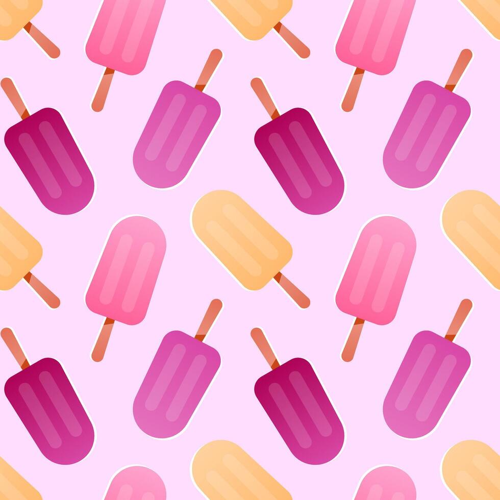 Seamless pattern with fruit ice. Colorful ice cream. Eskimo. Background design vector