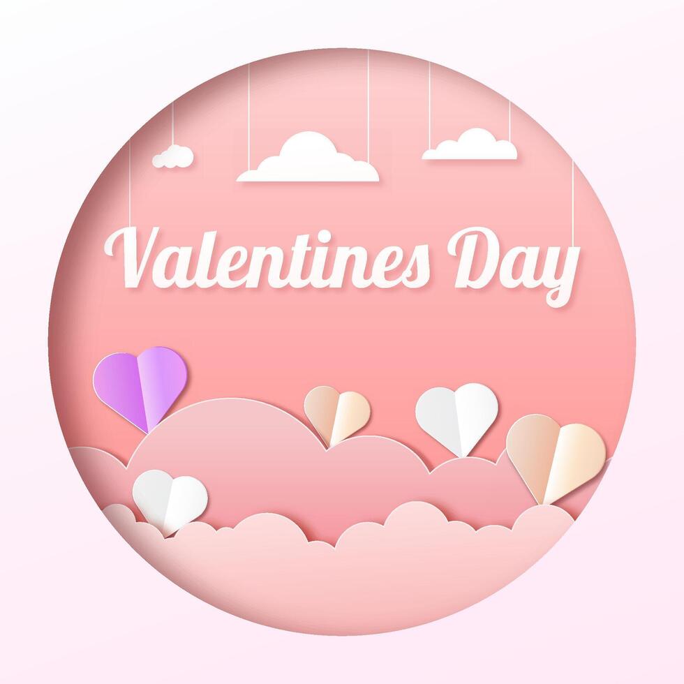 A Valentine's design with paper clouds and love accents. vector