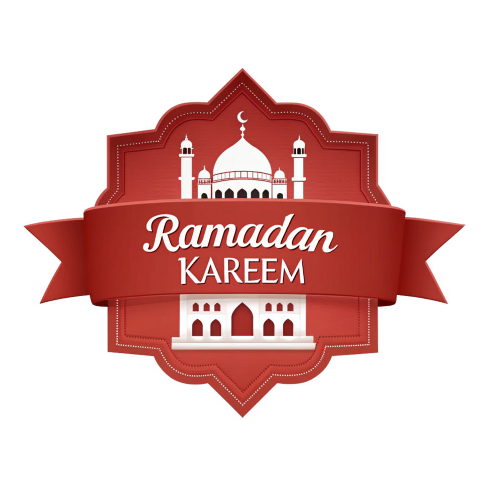 Ramadan Kareem Red islamic Banner sticker isolated on transparent background png