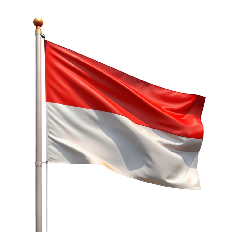 Indonesian waving flag isolated on transparent background png