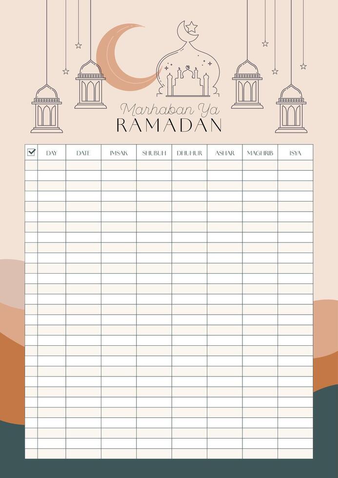 Imsakiyah Ramadan Fasting Schedule Template, Eid Mubarak Banner, Muslim Prayer Times in Ramadan, Imsak Times for Cairo, Istanbul, Turkey, Arab. Design for Ramadan Kareem. vector