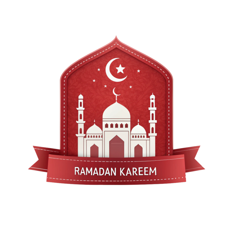 Ramadan Kareem Red islamic Banner ribbon isolated on transparent background png