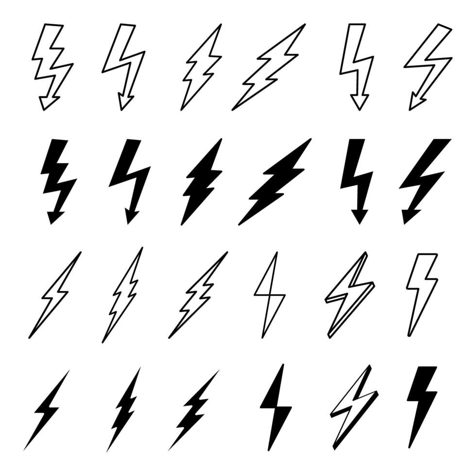 Lightning Bolt Thunderbolt icon set vector