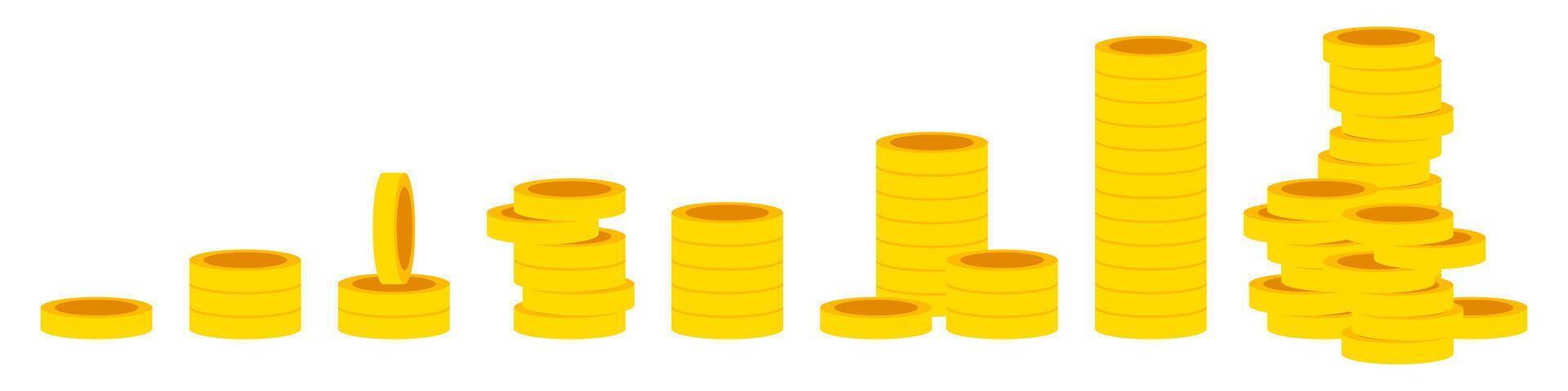 Set of gold coins. Stack of gold coins icons. Money and wealth sign. illustration isolated vector
