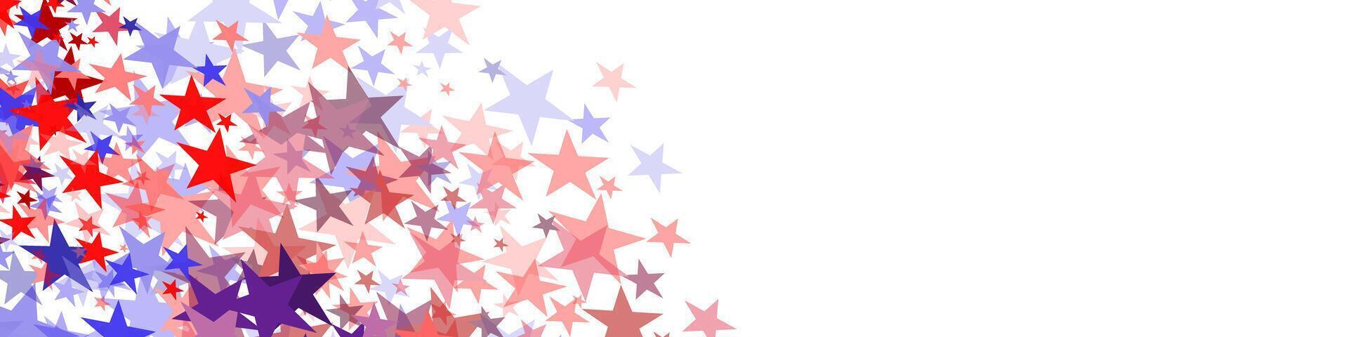 4th of July stardust scatter. American Independence Day stars background. Red blue stars confetti vector