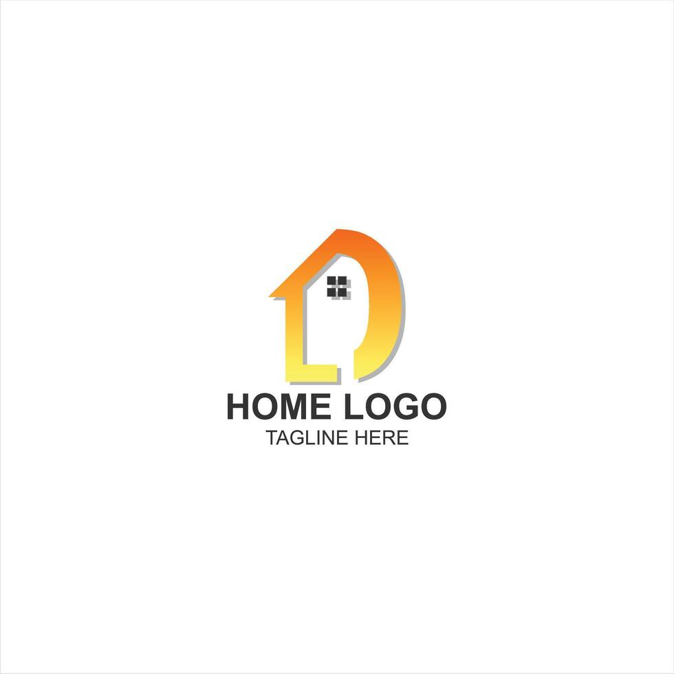 letter d logo icon for home or building identity with creative illustration vector