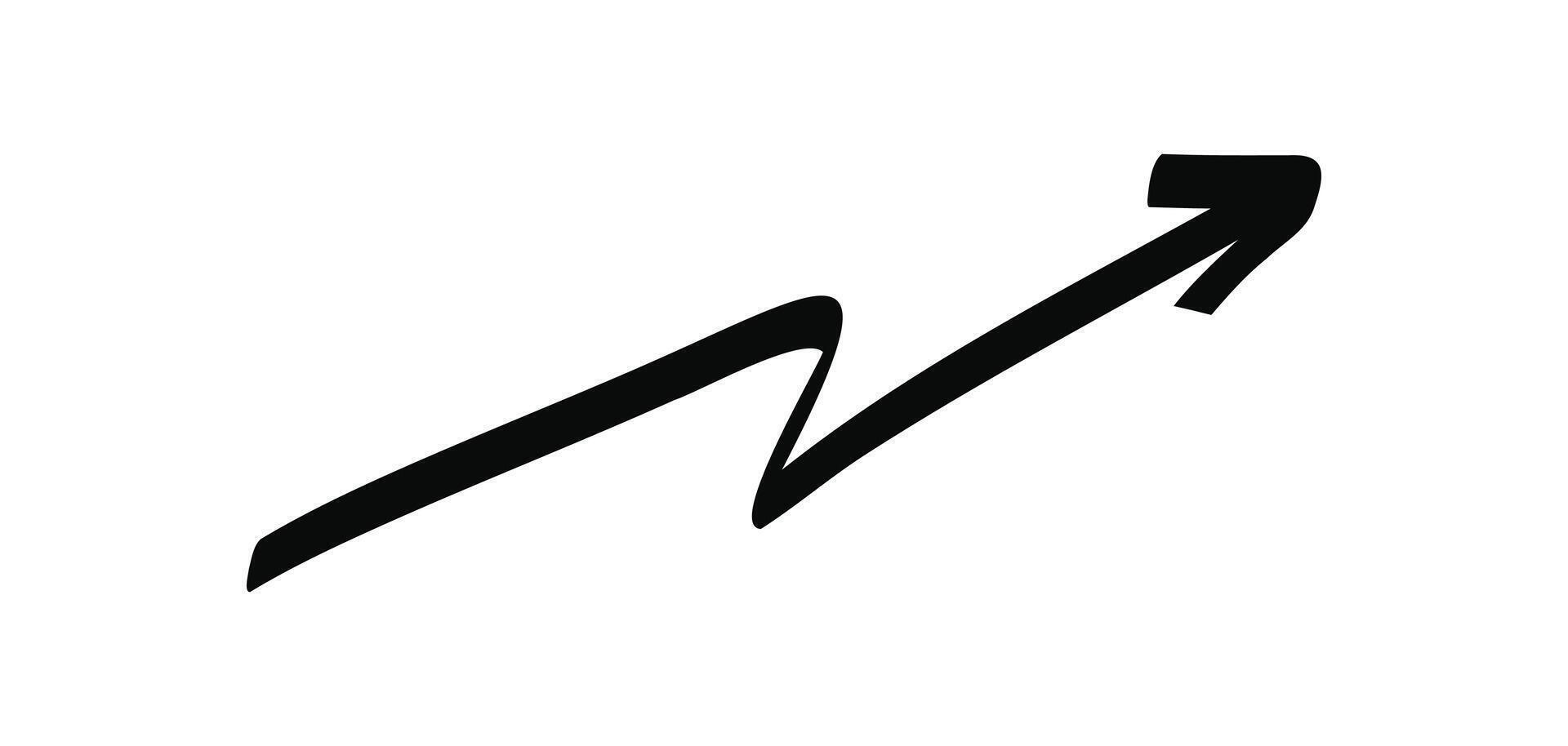 Hand drawn doodle arrow in a lightning shape isolated on a white vector