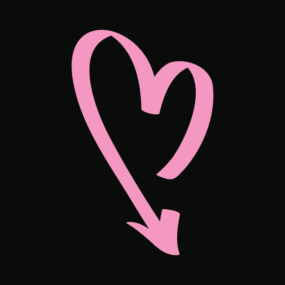 Hand drawn doodle heart shaped arrow isolated on a white vector
