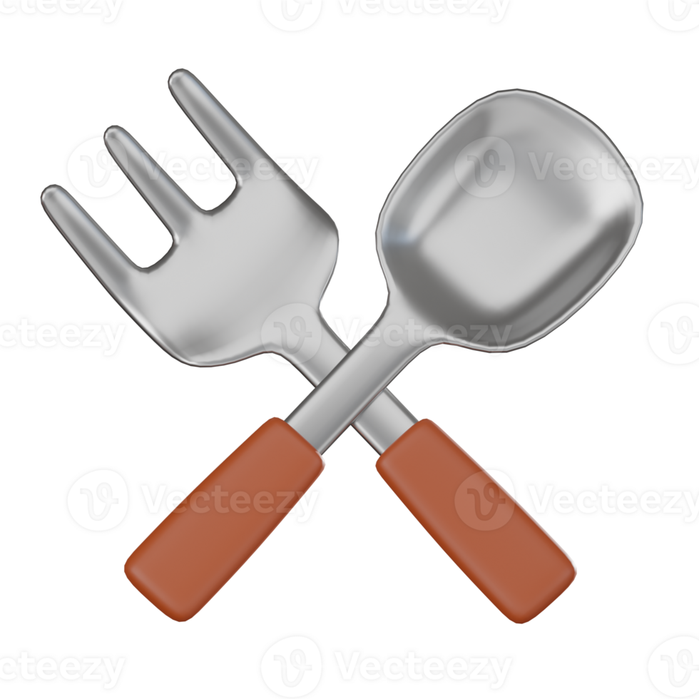 3D render, Spoon and Fork for Dining and Kitchen Concepts, Icon Illustration png