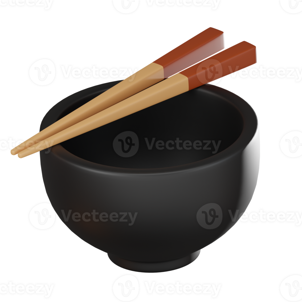 3D render, Bowl and Chopsticks for Dining, Icon Illustration png