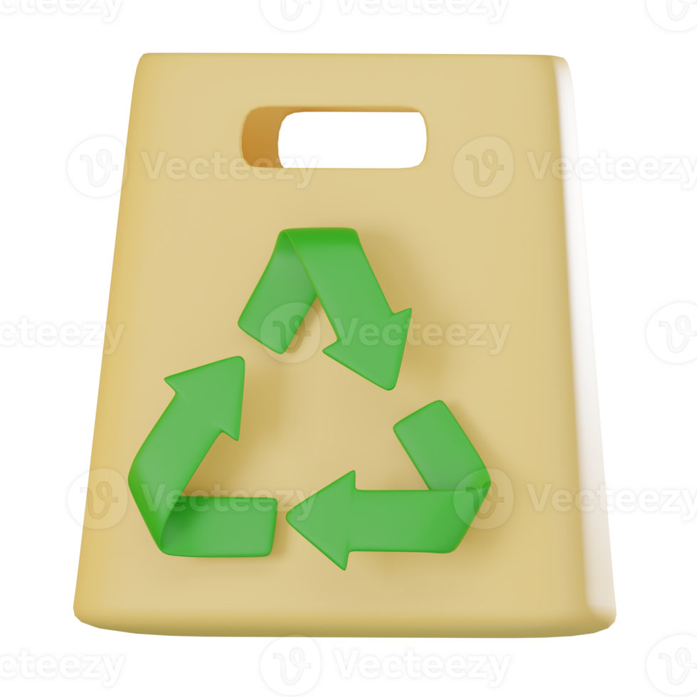 3D render, Sustainable Shopping of Recycled Bag, Icon Illustration png