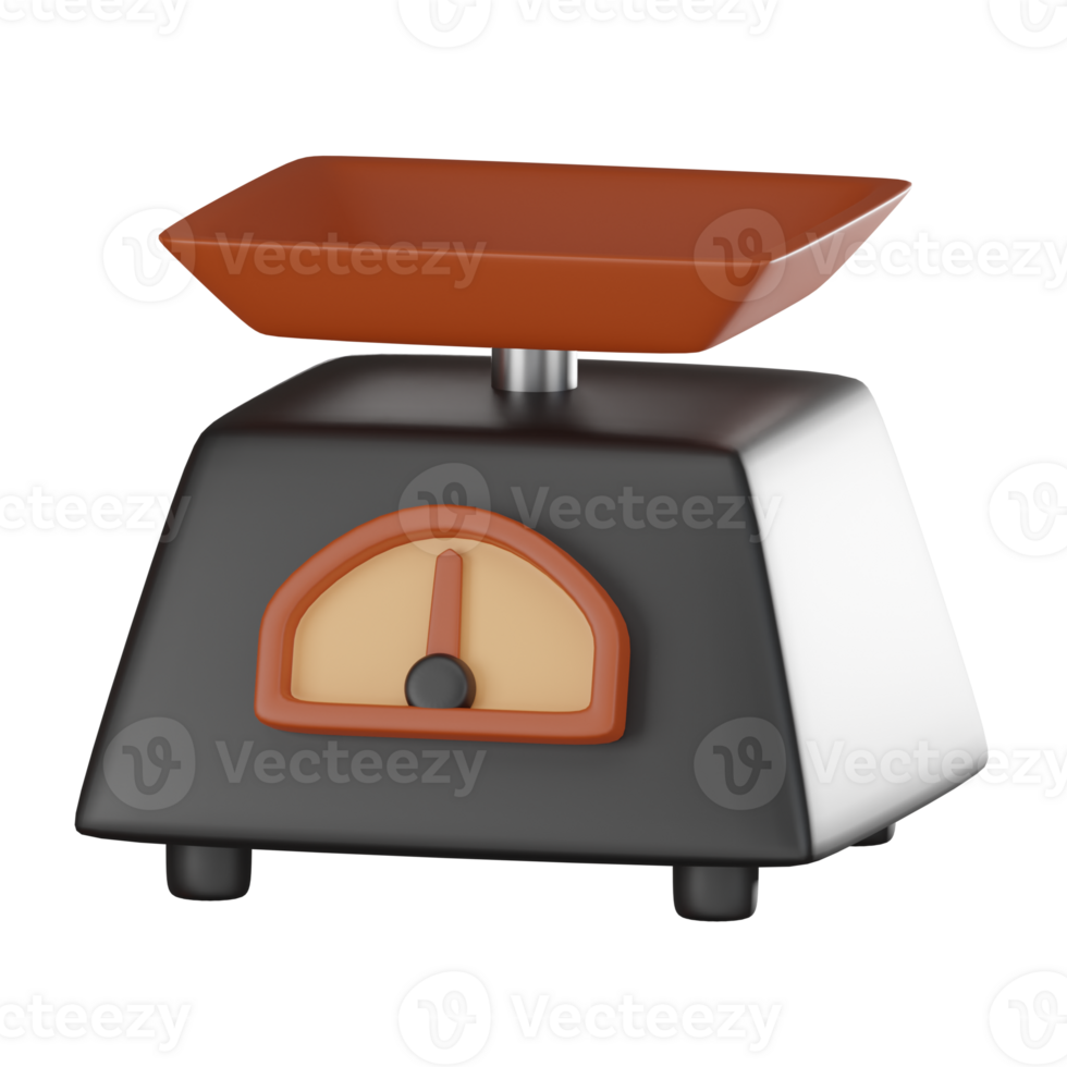 3D render, Kitchen Scales for Weight Accuracy in Food Preparation, Icon Illustration png