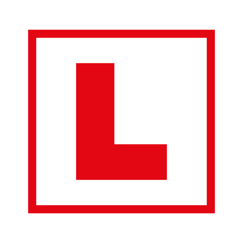 Learner Driver Sign outline isolated on a Transparent Background png
