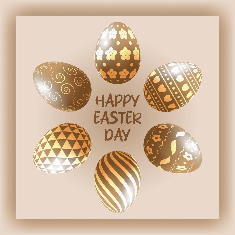 Easter card with patterned eggs vector