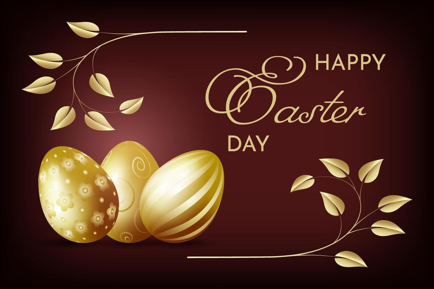 Easter Day Card With Golden Eggs vector