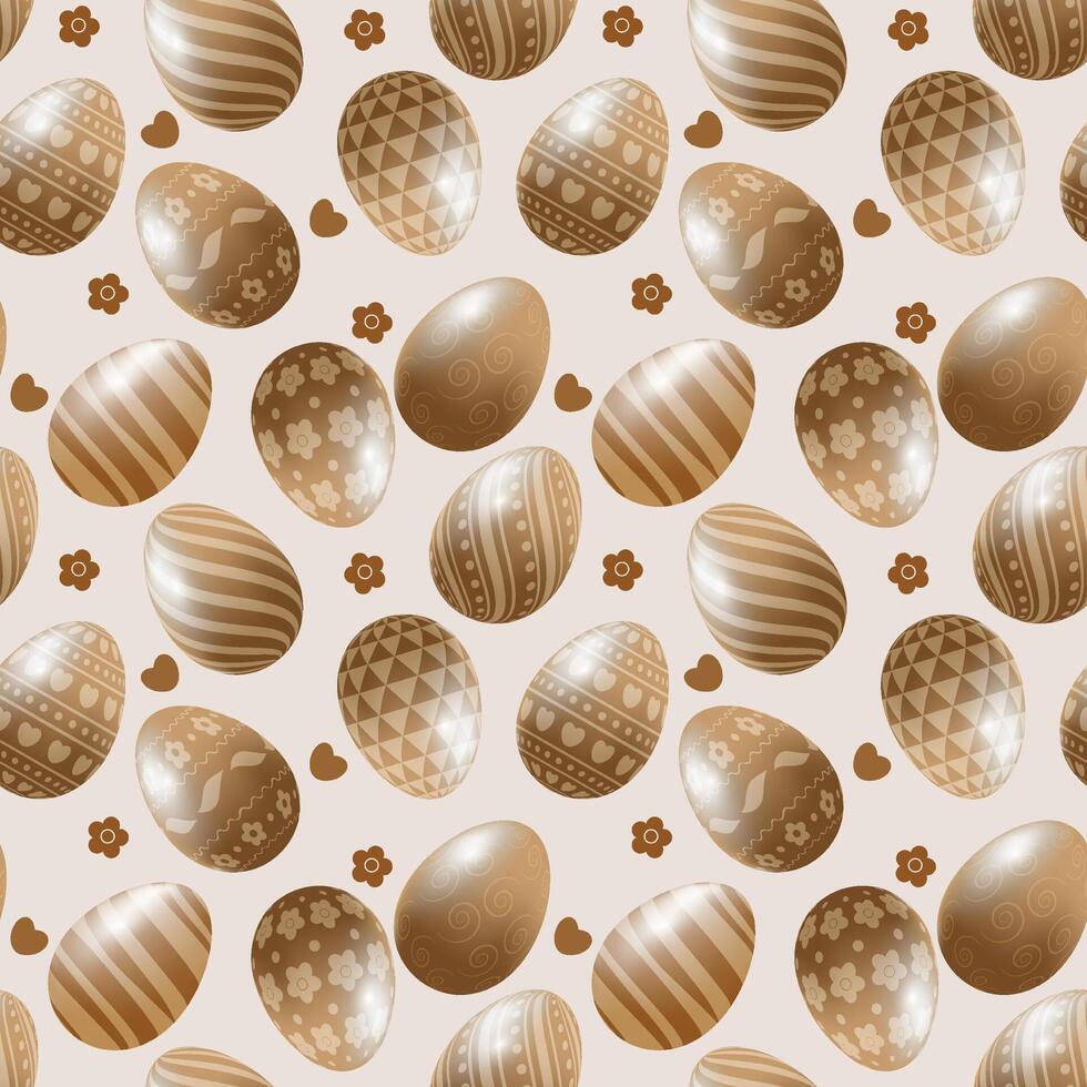 Seamless Easter pattern with eggs in brown tones vector