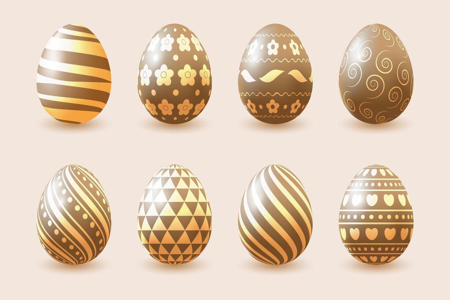 Collection of Easter eggs in brown tones vector