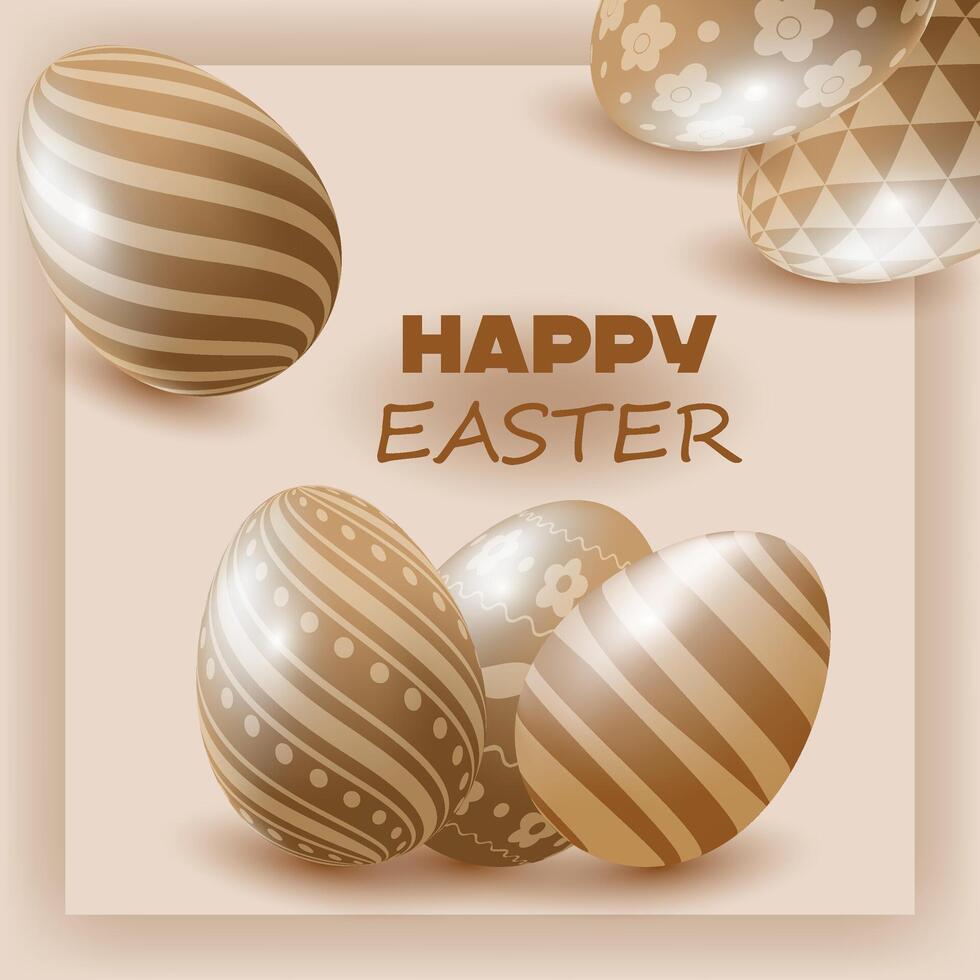 Easter Eggs Card in Brown Tones vector