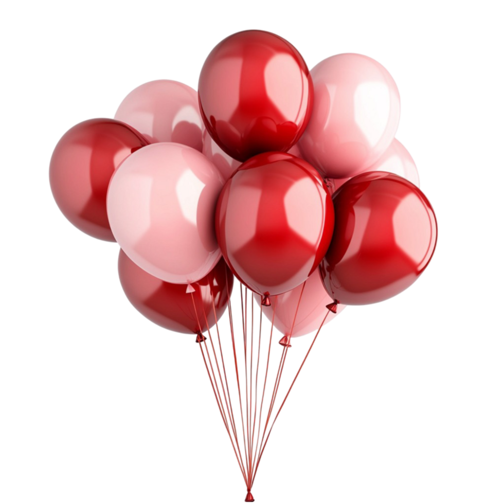 A bunch red and pink balloons transparent background. png