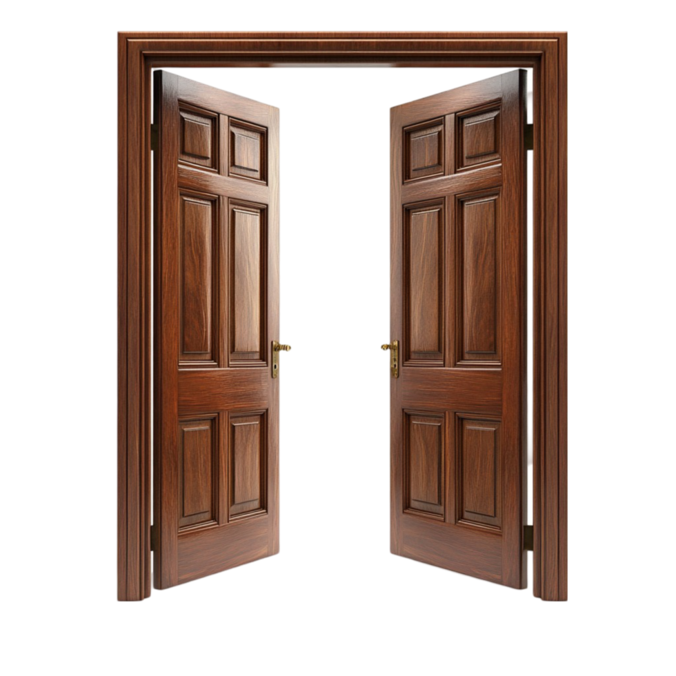 an open wooden door a transparent background. png
