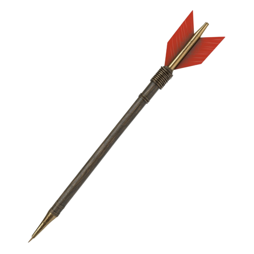A red arrow a gold tip on transparent background png