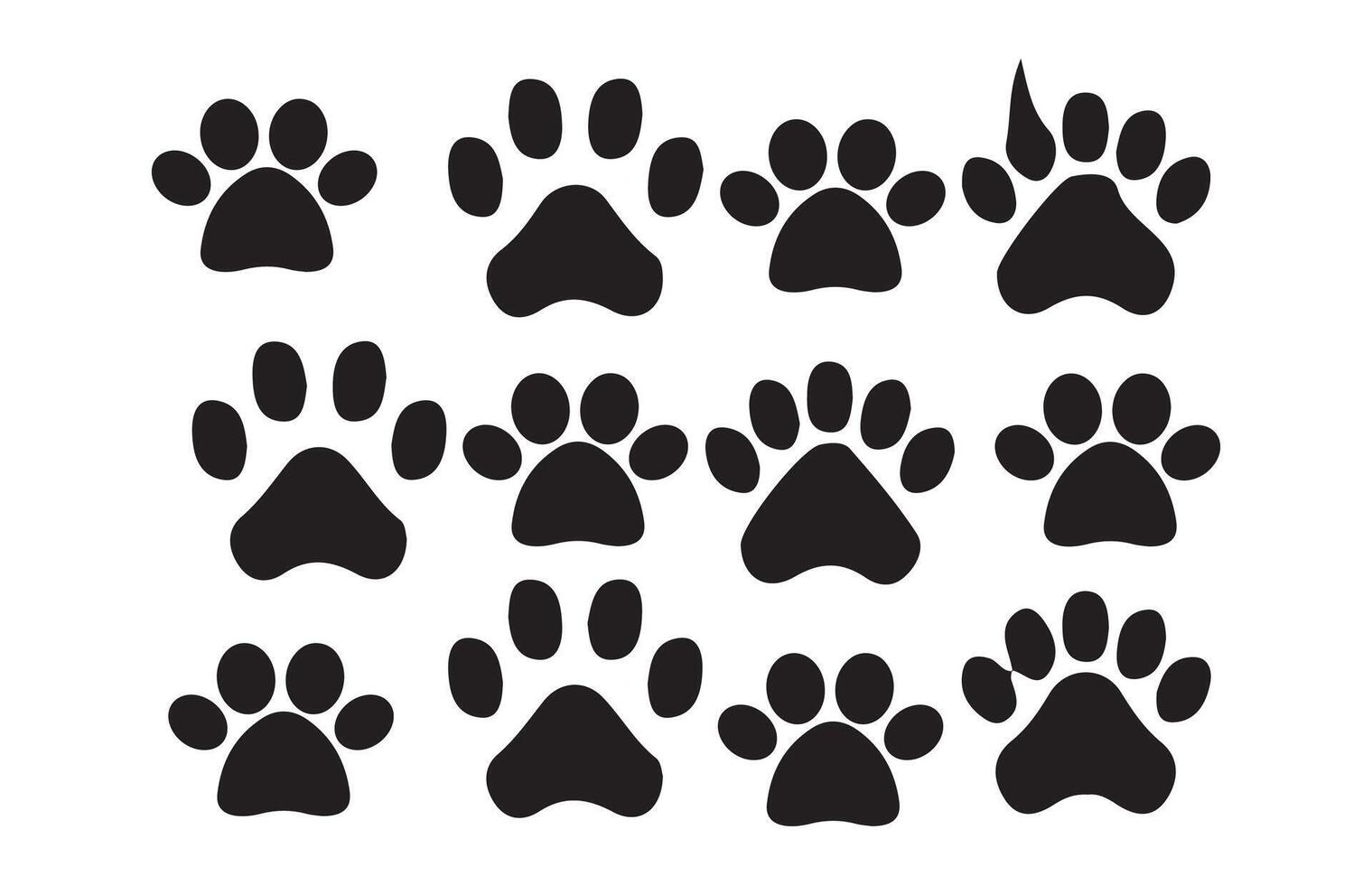 Pet paw Set of different animal paw. vector