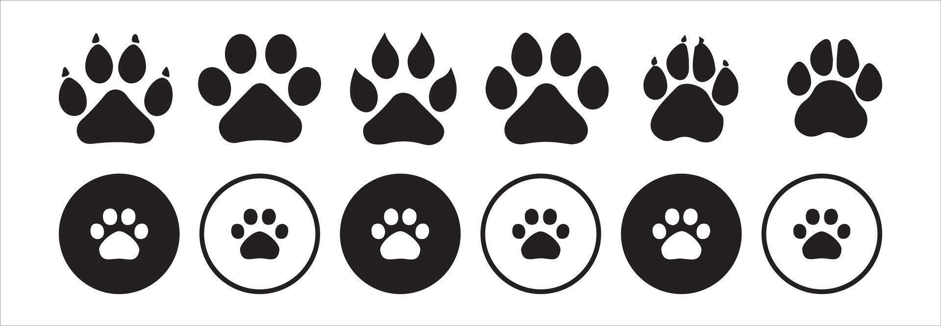 Set paw silhouette icons.dog or cat paws art illustration eps 10 vector