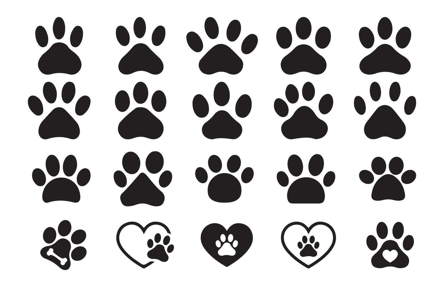 Paw icon Pet paw editable stroke outline icon isolated on white background vector