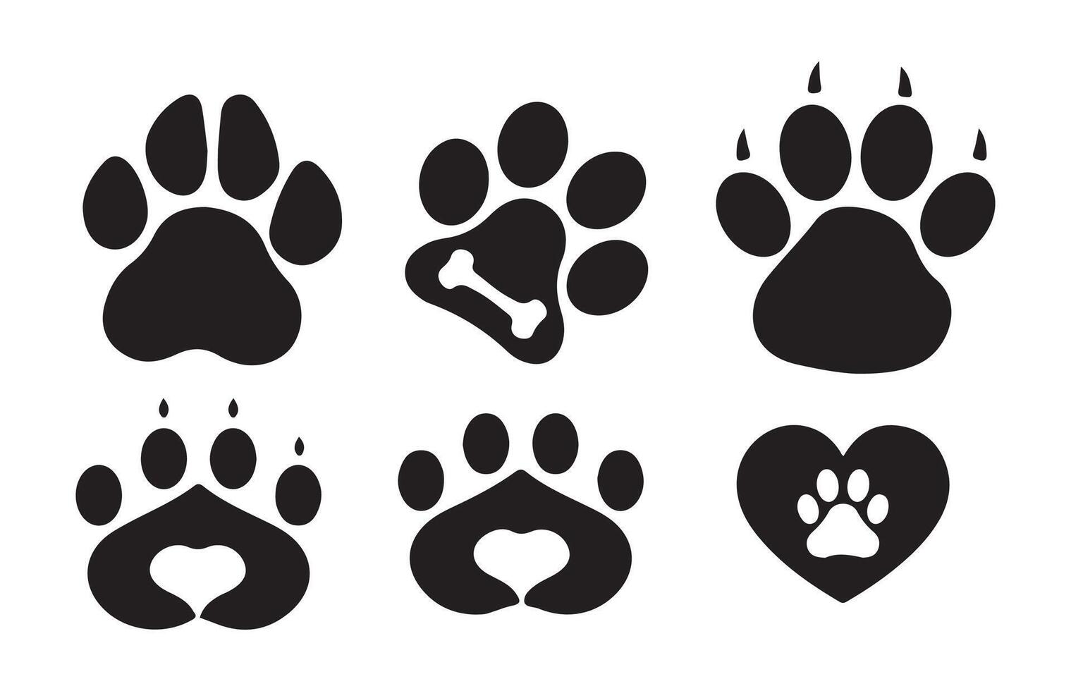 paw prints silhouette. Wild animal. Leopard paw prints on white background vector