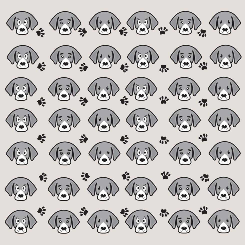 lazy dog and paw pattern with gray background vector