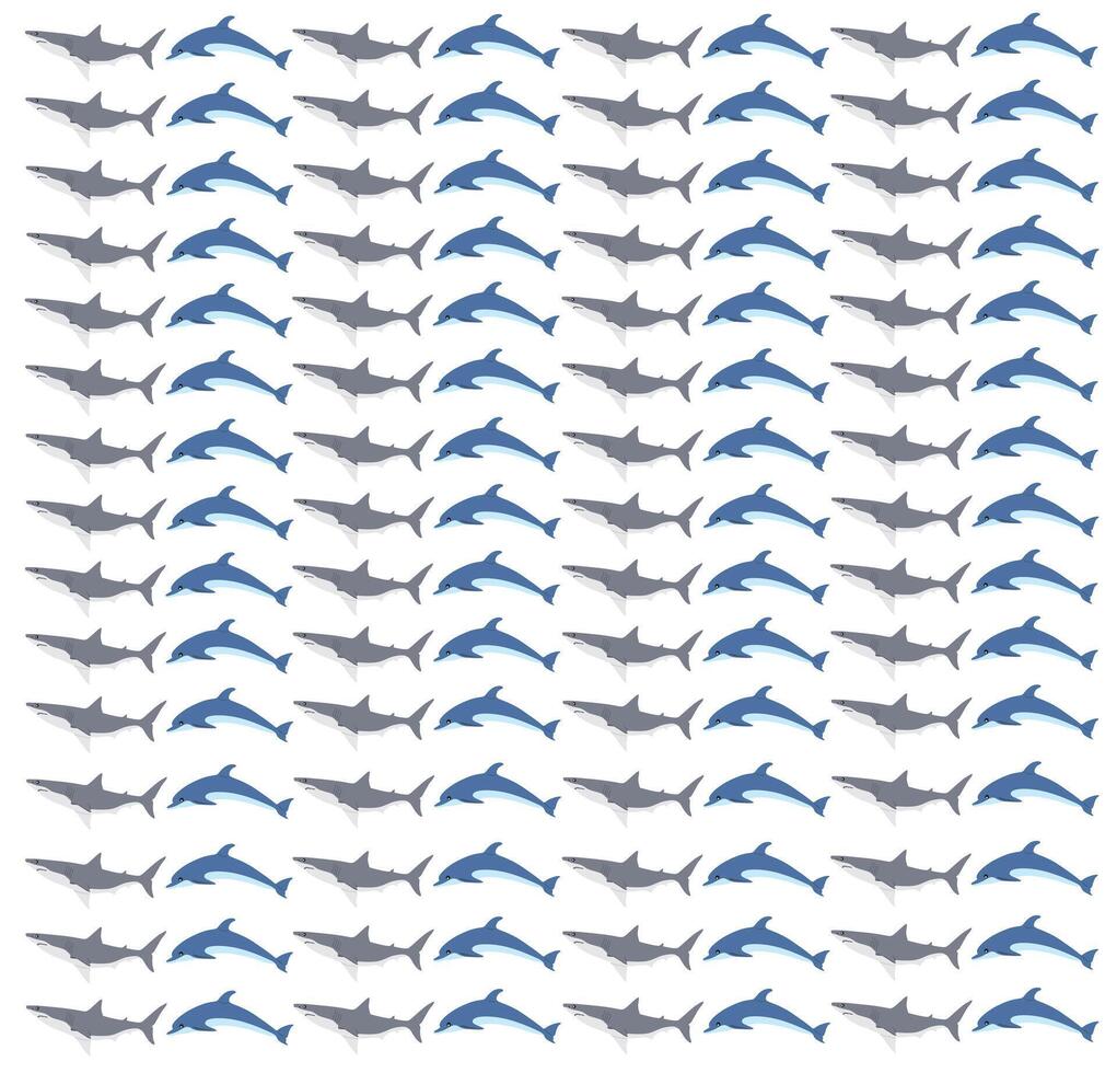 shark and dolphin as a pattern background vector