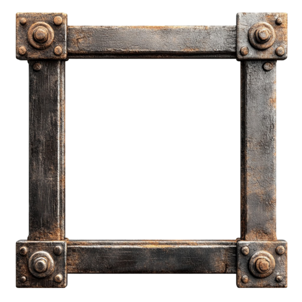 an old wooden frame with rivets on it transparent background. png