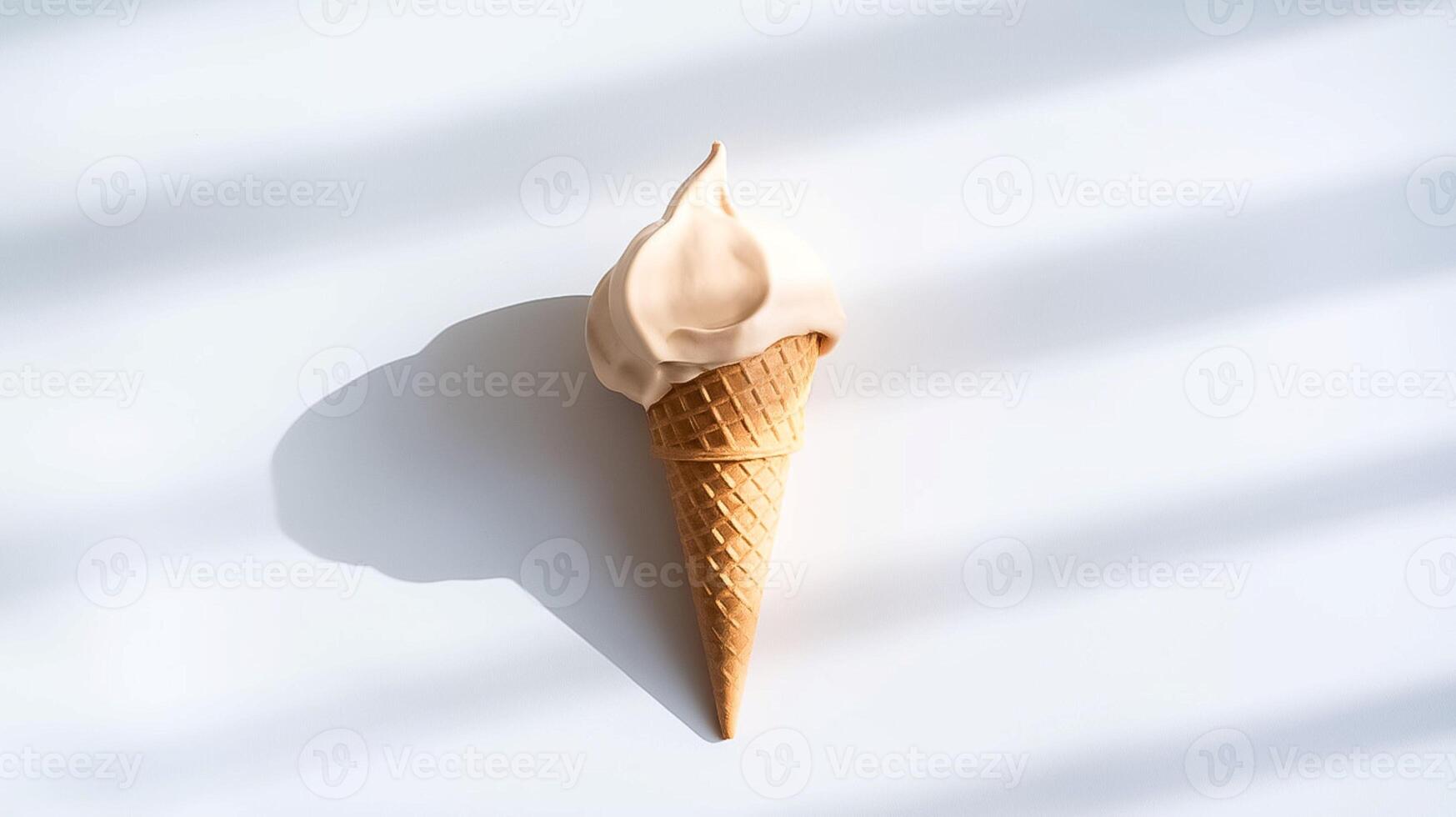 Ice Cream Cone on White Background - Clean Design with Copy Space photo