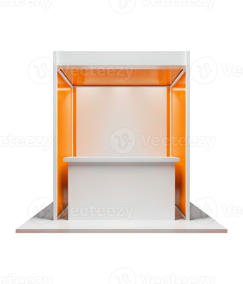 Exhibition Showcase Product Display Mockup Design Booth Orange Color png