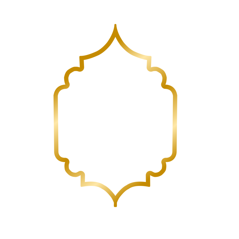Islamic window shapes in oriental style. Gold line silhouette eid mubarak decorative arches, mosque borders or moroccan gates. Arabic muslim architecture design element png