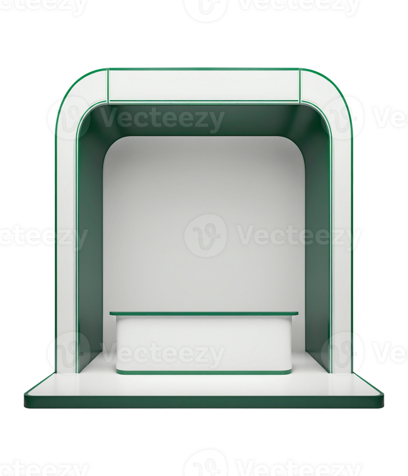 Showcase Product Display Green Booth Mockup Design png