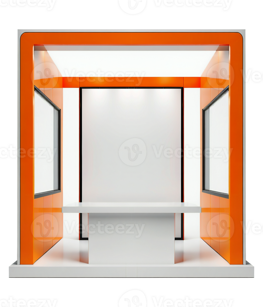 Orange Booth Modern Mockup Design for Logo Replacement Product Showcase Display png