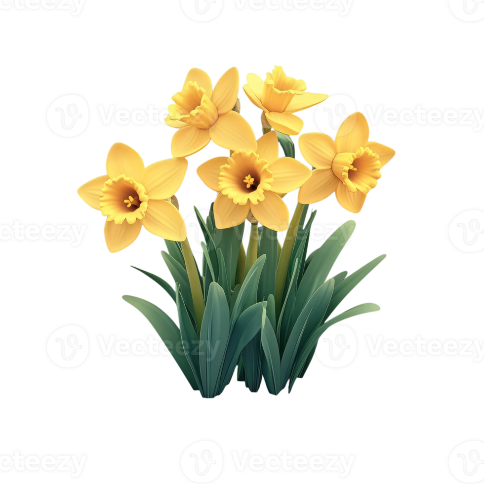 3D rendered springtime daffodils blossoming. png