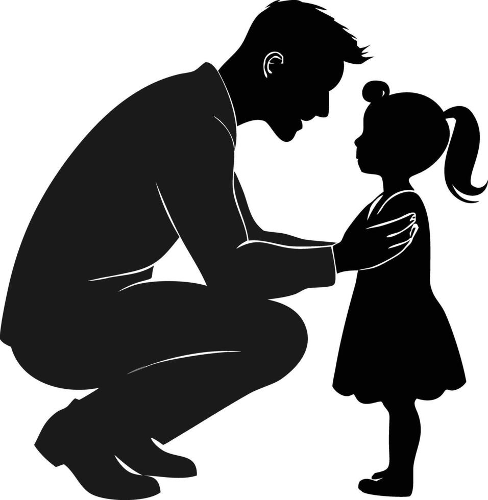 Father and Daughter Silhouette Symbolizing Love and Affection vector