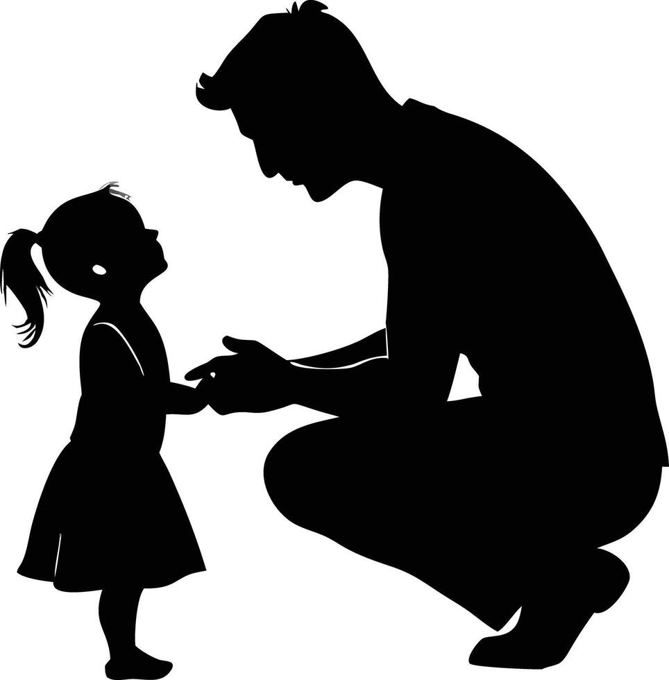 Silhouette of Father and Daughter Showing Tender Love vector