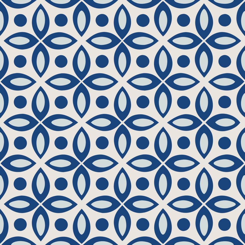 Vintage-Inspired Floral Pattern Featuring Geometric Design in Navy vector