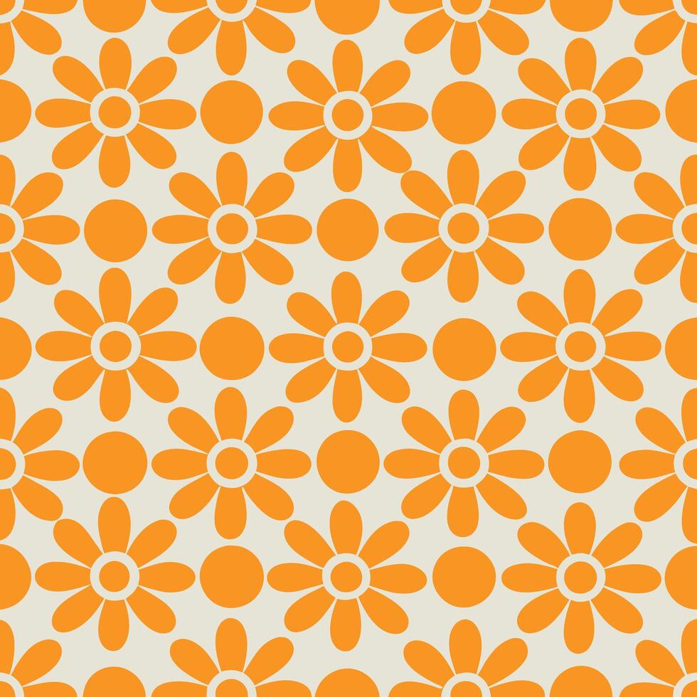 Retro Floral Pattern with White Daisies on Lime Green Background vector