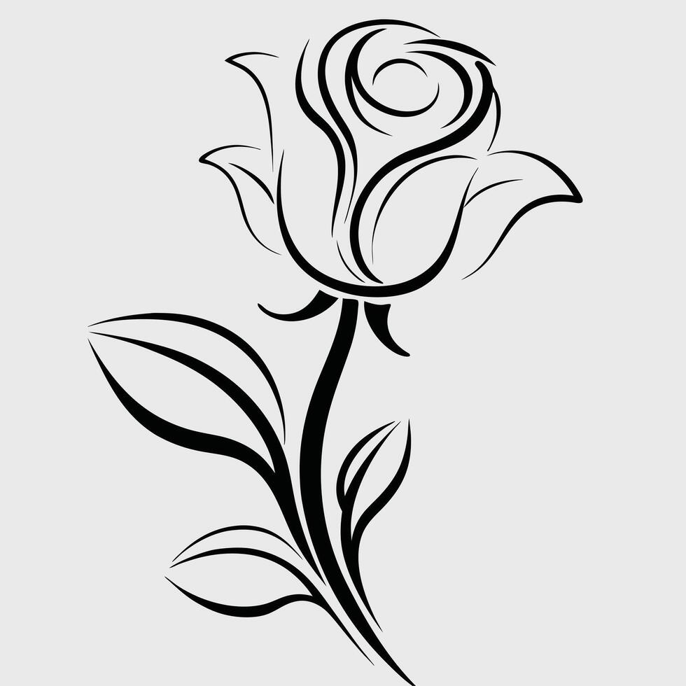 Elegant Black-and-White Rose Design for Floral Artwork vector