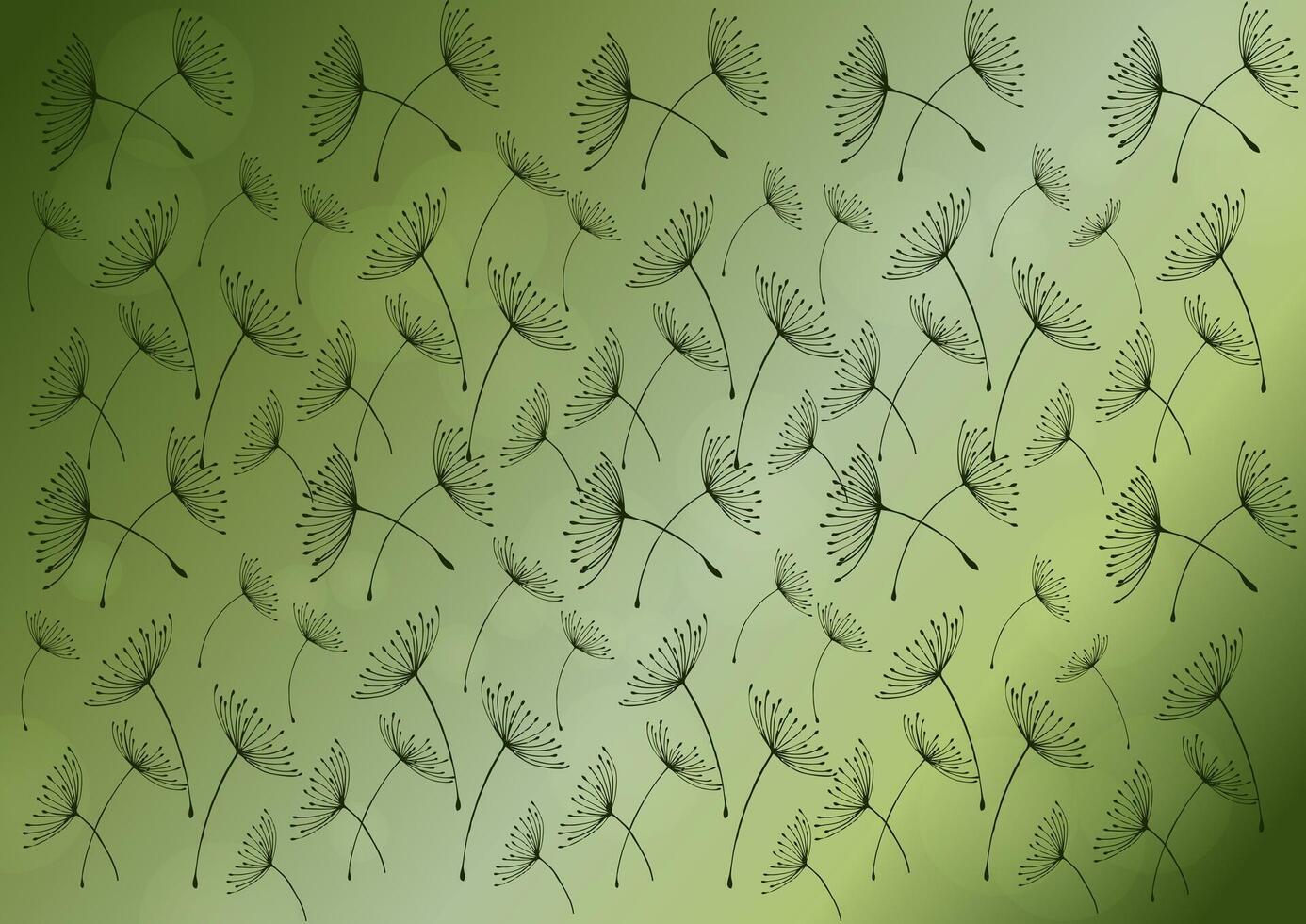 Gradient green background with dandelion seeds vector