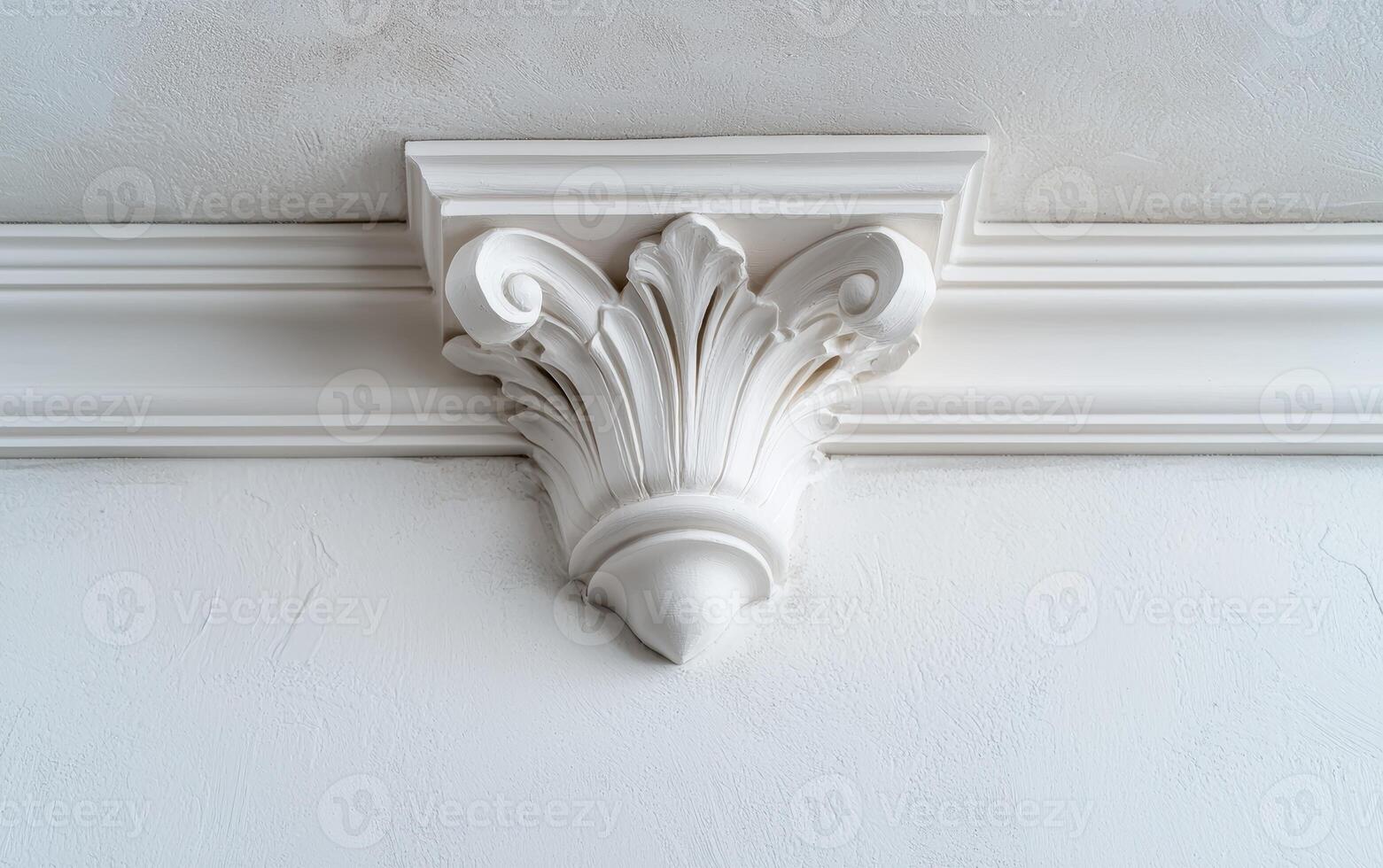 White ornate ceiling molding detail photo